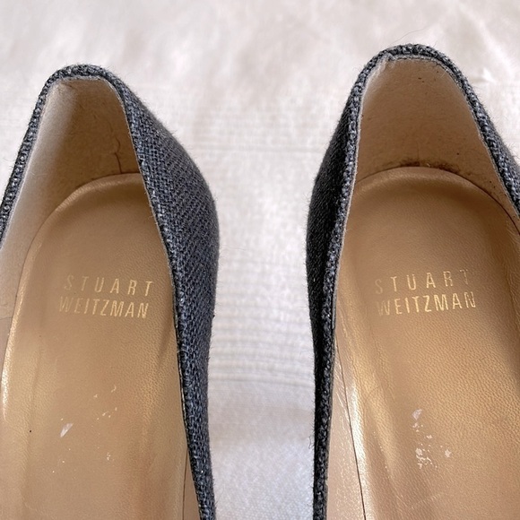 STUART Weitzman Denim Knot Peep Toe Heels Size 7 - Picture 4 of 10